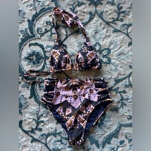 Xhilaration high waisted bikini bottom & triangle top set